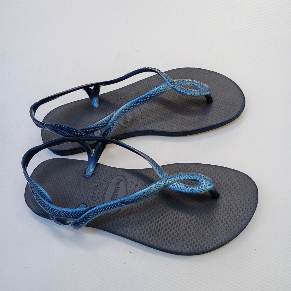 Havaianas Kids Navy Blue Flip Flop Sandal Adjustable Strap Size 35-36 US 3.5-4
